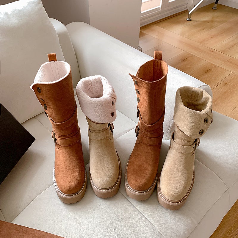 Waste Soil Wind Early Autumn Boots Brown Two-Wear Folding Martin Boots Women'S New Short Boots Western Mid-Tube Ankle Boots For Children - Image 5